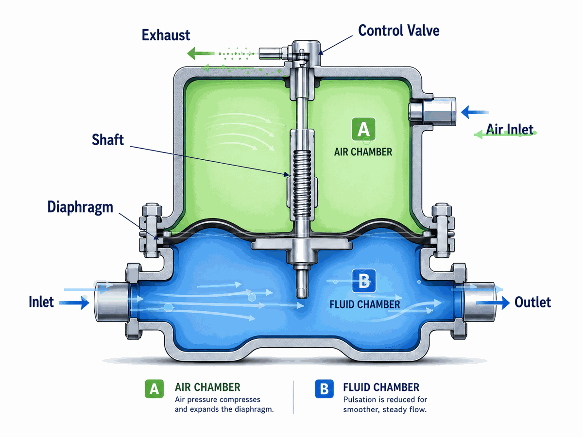pulsation dampener helps reduce the effects of pump pulsation in the discharge line