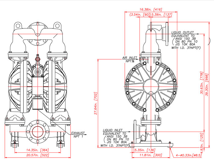 NDP-80 Aluminum, ANSI Flange